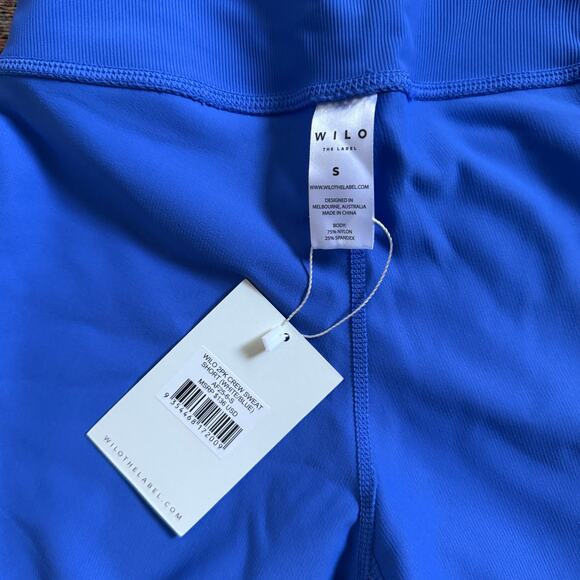 NWT Anthropologie Wilo the Label Ribbed Cobalt Blue Active Biker Workout Shorts - Picture 4 of 4